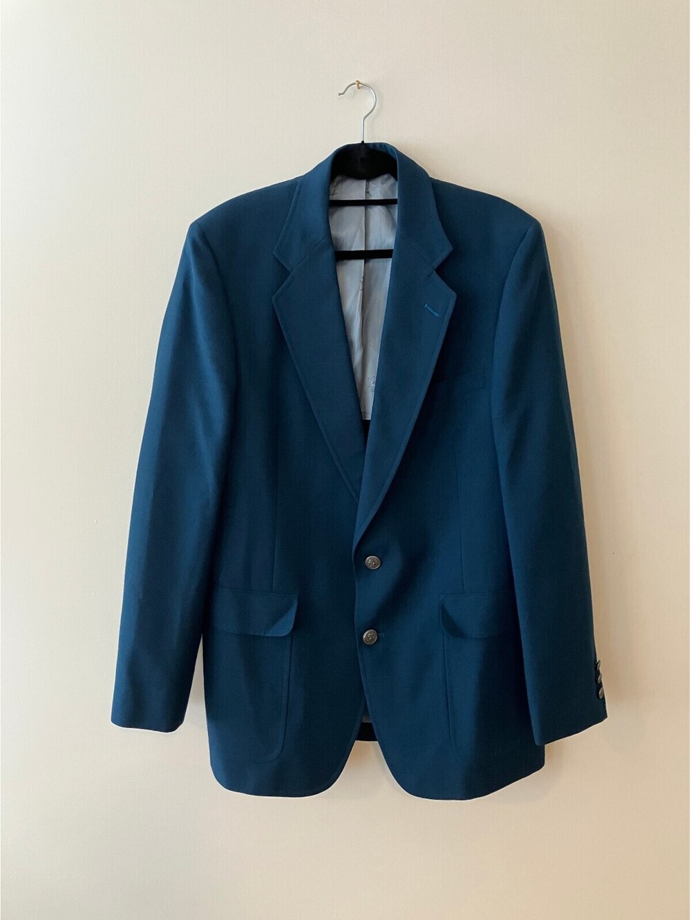 Vintage Jack Nicklaus Golden Bear Mens 44R Teal Blue Sport Coat Patch Pockets